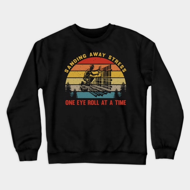 Retro Vintage Sunset Funny Drywall Installer Nostalgia Humor Crewneck Sweatshirt by Graphic Monster